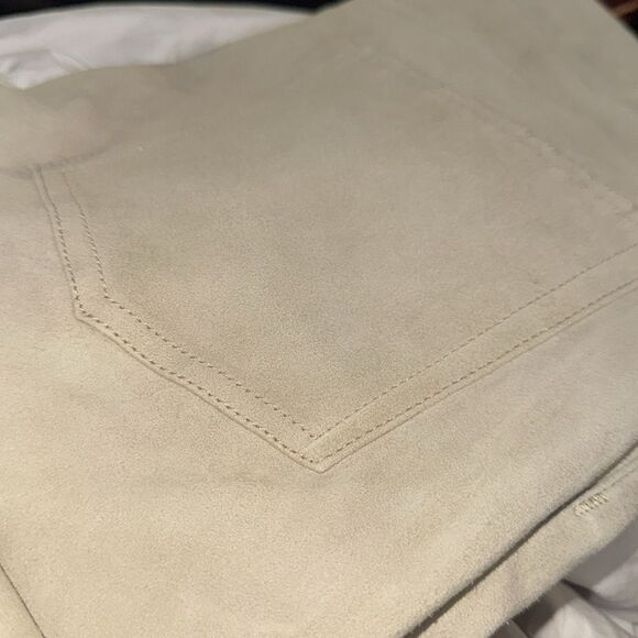 NWT 695.00 RALPH LAUREN BLACK LABEL PARCHMENT Straight High Waist SUEDE PANTS 6 - Picture 4 of 5